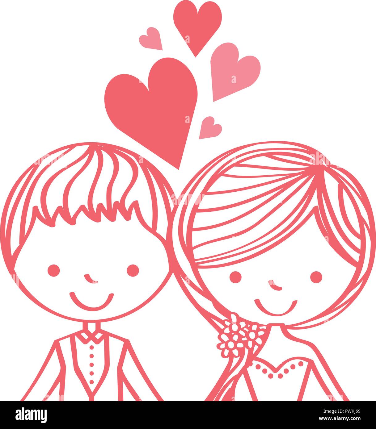 wedding day cute couple adorable love vector illustration Stock Vector ...