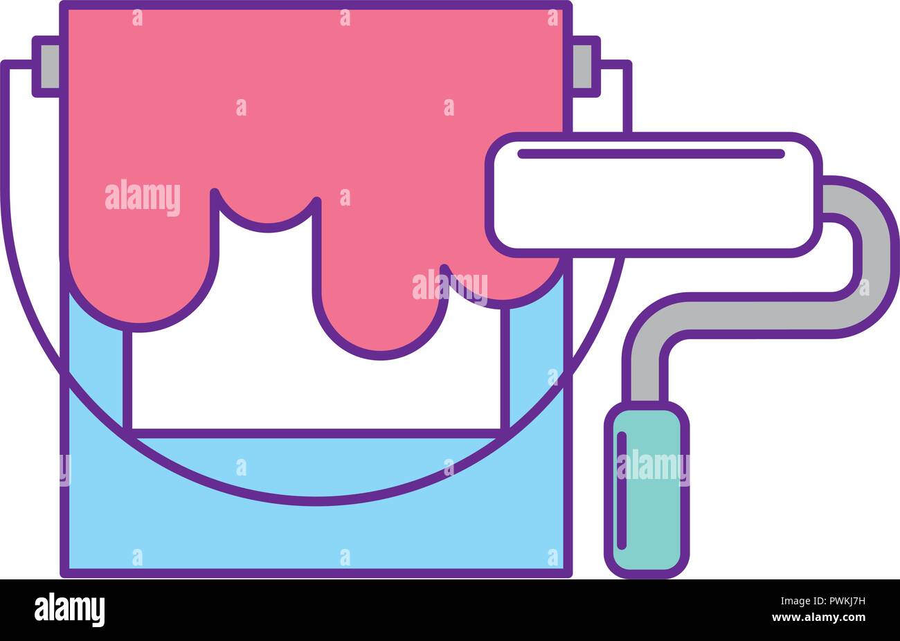construction bucket and roller paint tool vector illustration Stock ...
