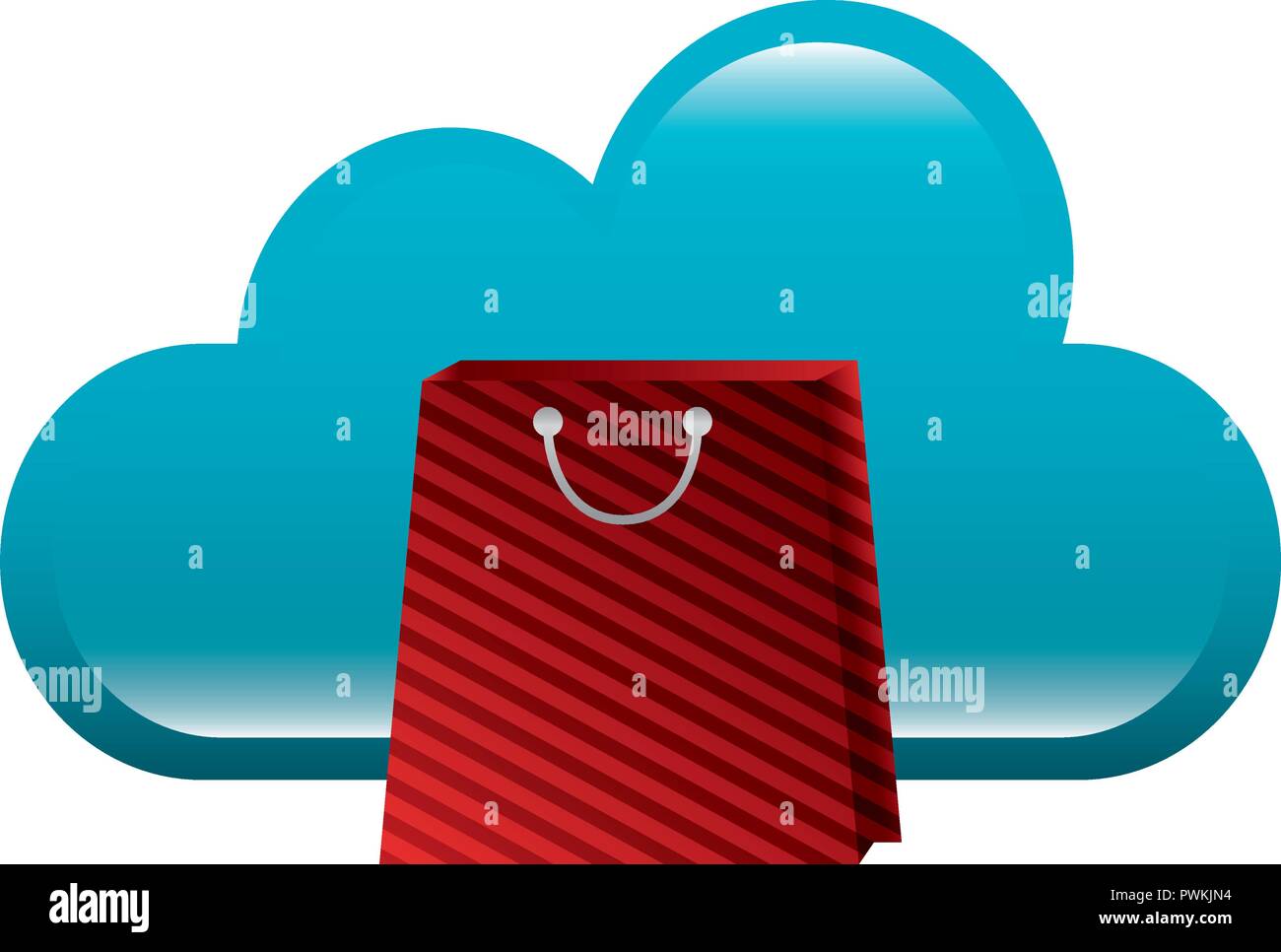 shopping online bag and cloud computing vector illustration Stock ...