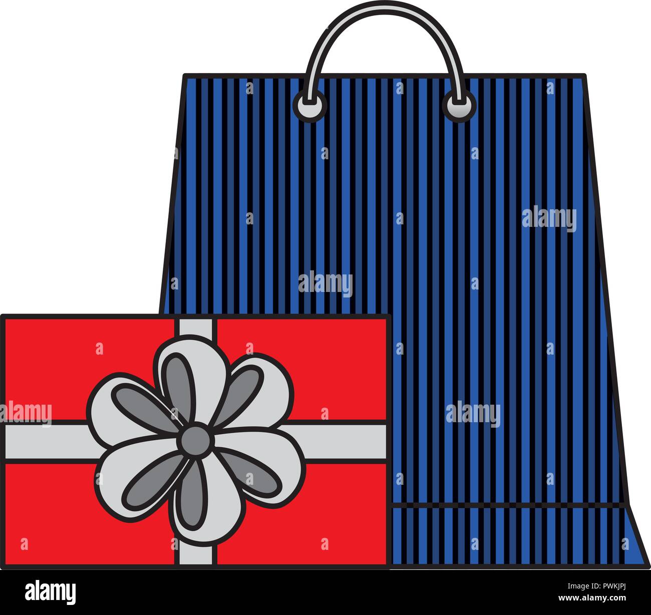shopping online bag and gift box vector illustration Stock Vector