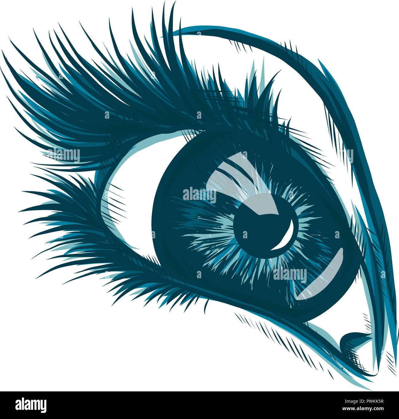 Engraving Eyeball Illustration On Blue Bg Stock Illustration