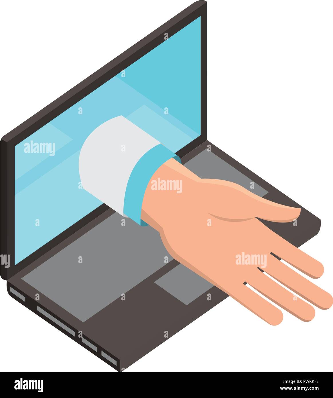 Health In Hands Computer hand on laptop service medical healthcare vector illustration Stock ...