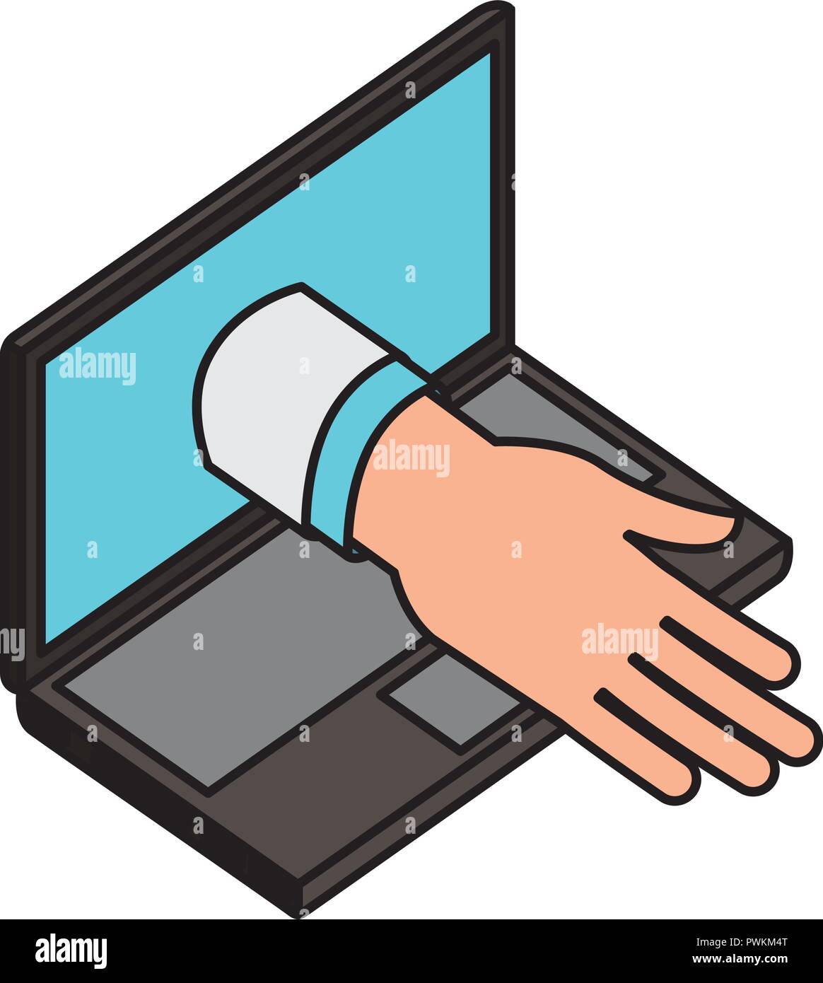 Health In Hands Computer hand on laptop service medical healthcare vector illustration Stock ...