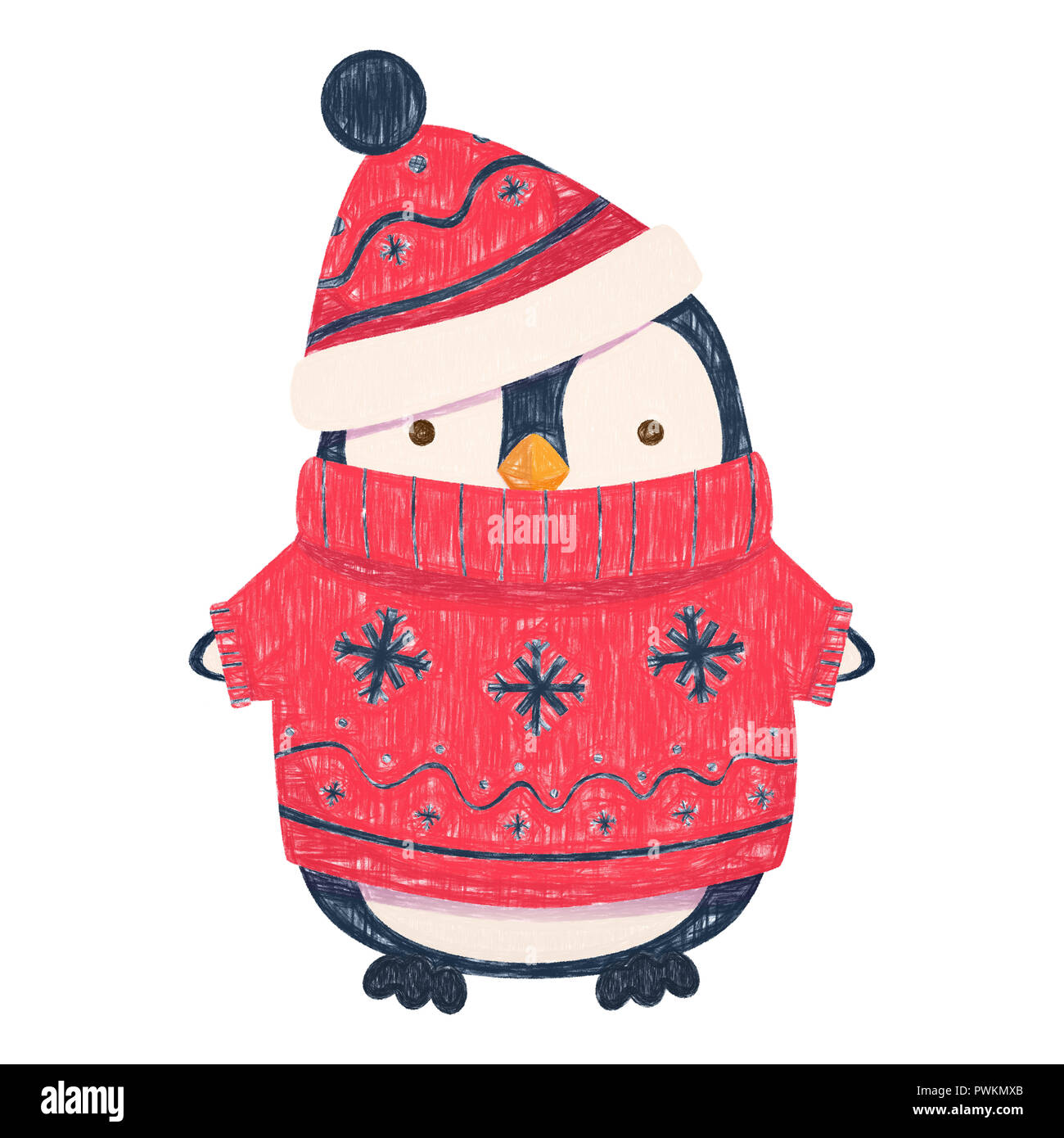 Cute penguin with a sweater Art Print by Carmen de Bruijn