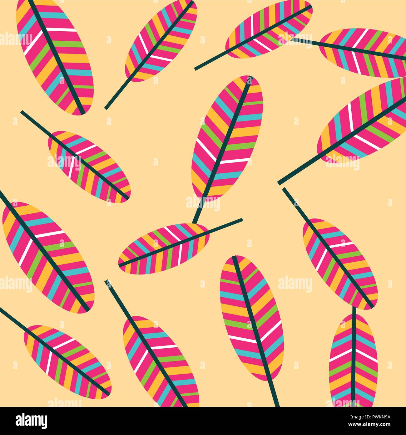 colored feathers tribal decoration pattern vector illustration Stock Vector