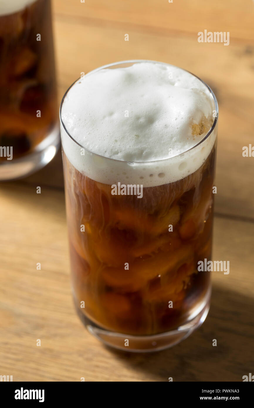 Homemade Cold Brew Coffee with Cold Foam Stock Photo
