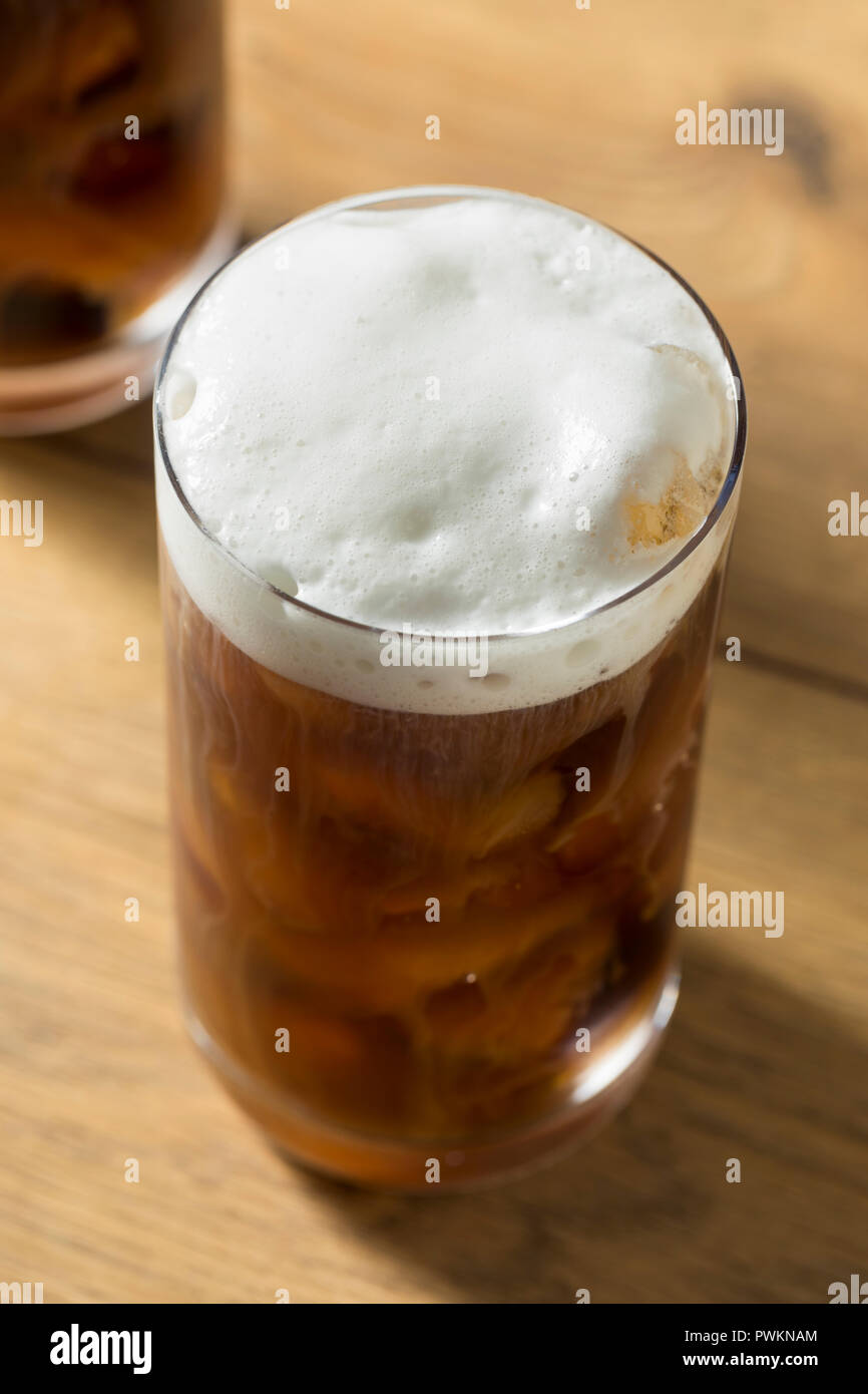 Homemade Cold Brew Coffee with Cold Foam Stock Photo