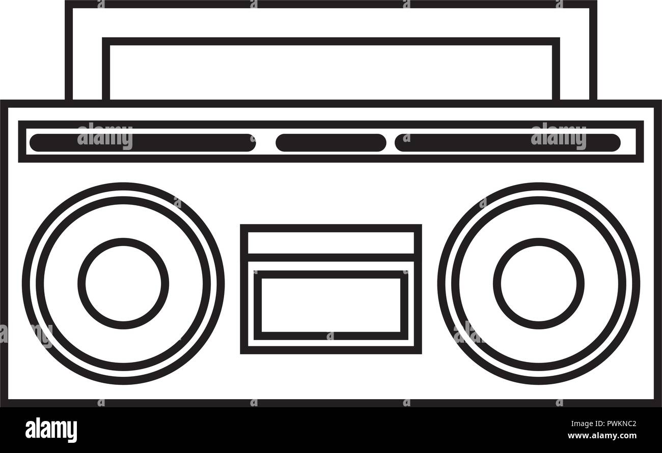 boombox radio retro hippie style vector illustration outline Stock Vector  Image & Art - Alamy