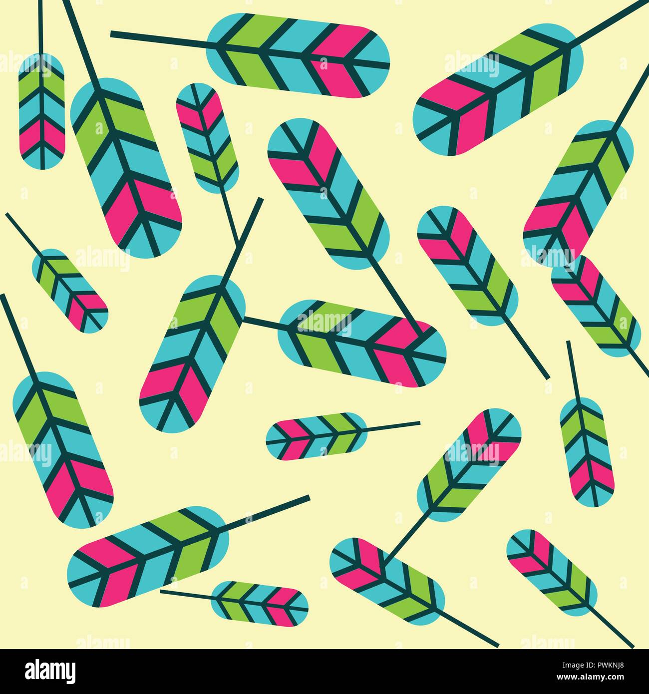 colored feathers tribal decoration pattern vector illustration Stock Vector