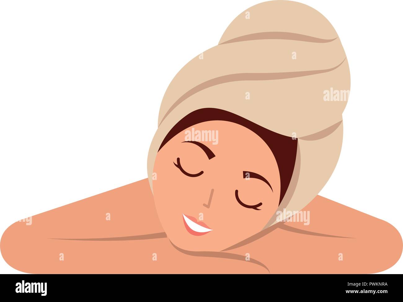 woman with towel in head sleeping spa vector illustration Stock Vector