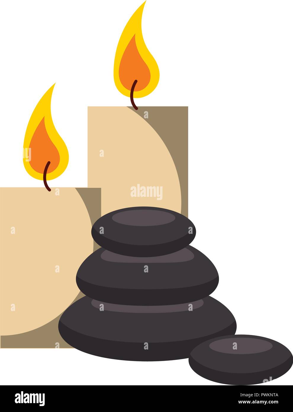 candles and stones spa therapy treatment vector illustration Stock ...