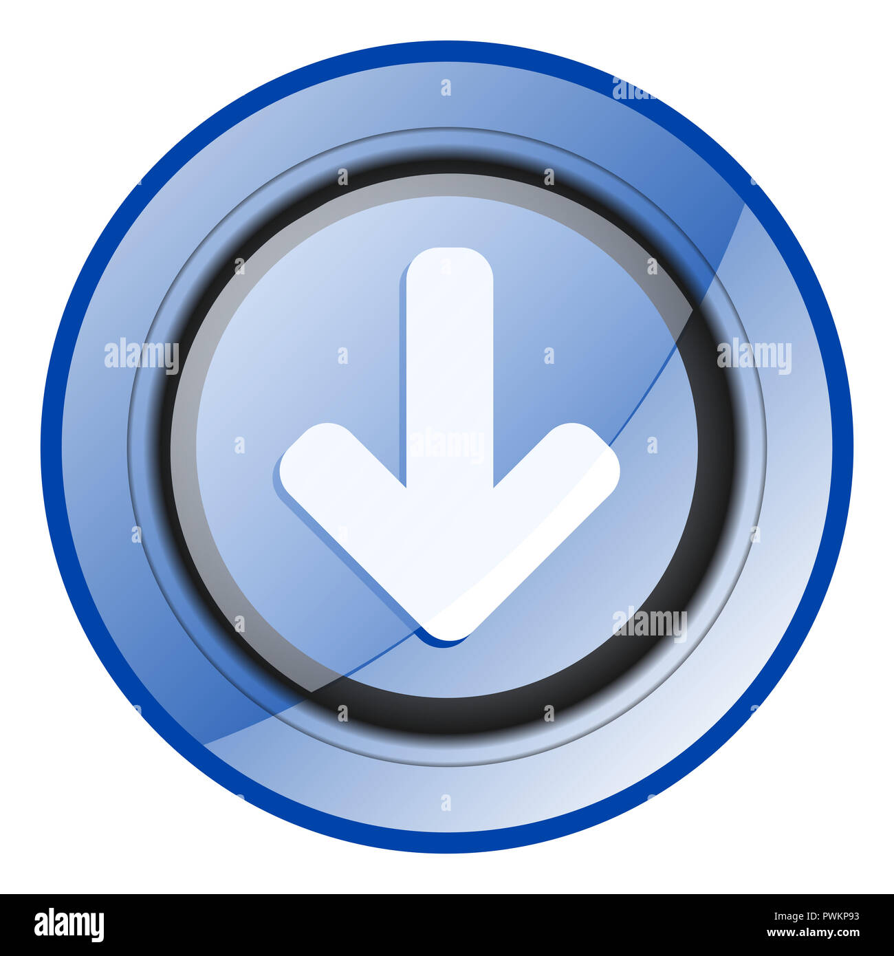 Download arrow blue glossy web icon Stock Photo - Alamy