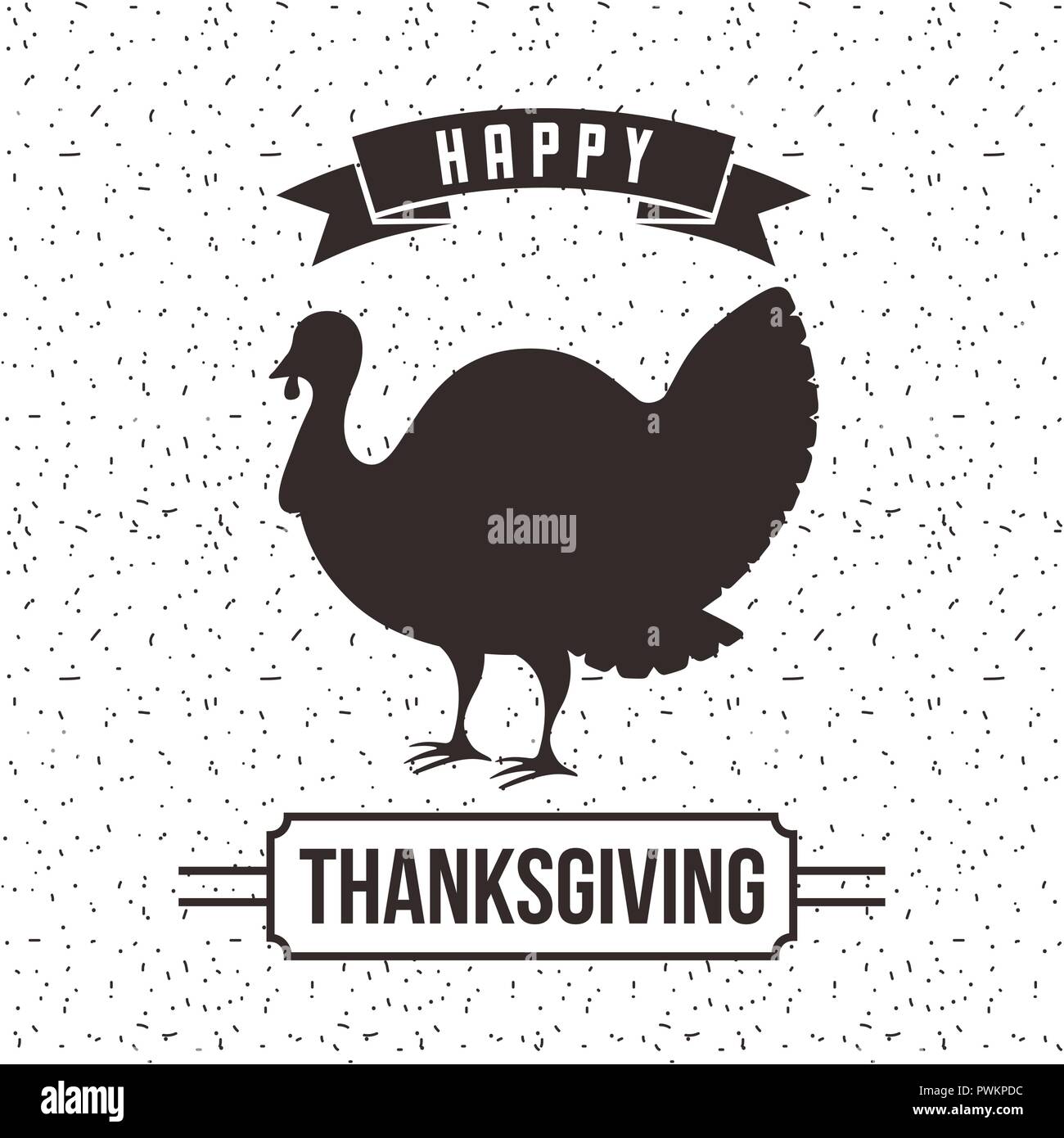 thanksgiving ribbon happy day turkey dotted background vector ...