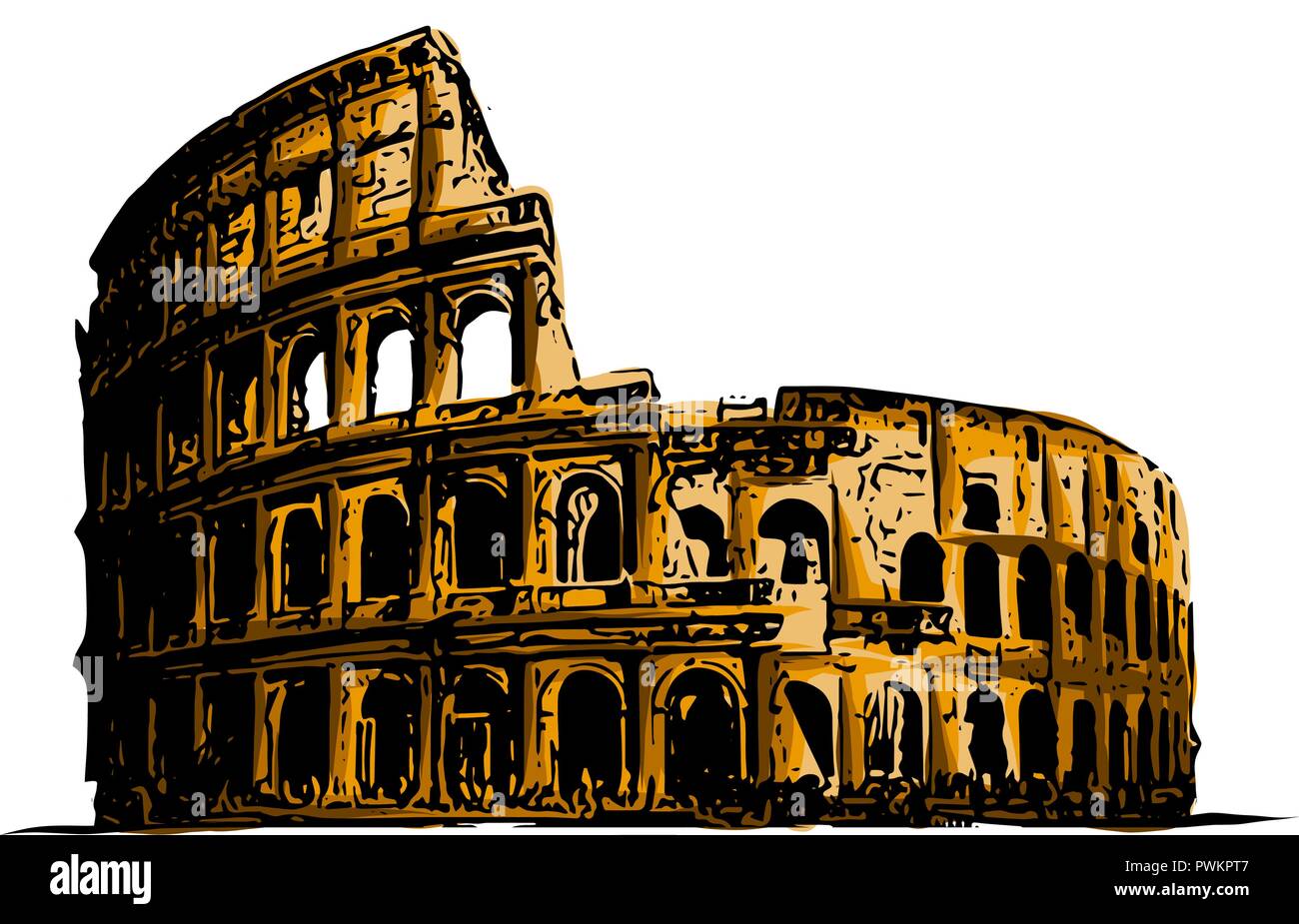 vector illustration Coliseum. Italy Attractions art building history Stock Vector