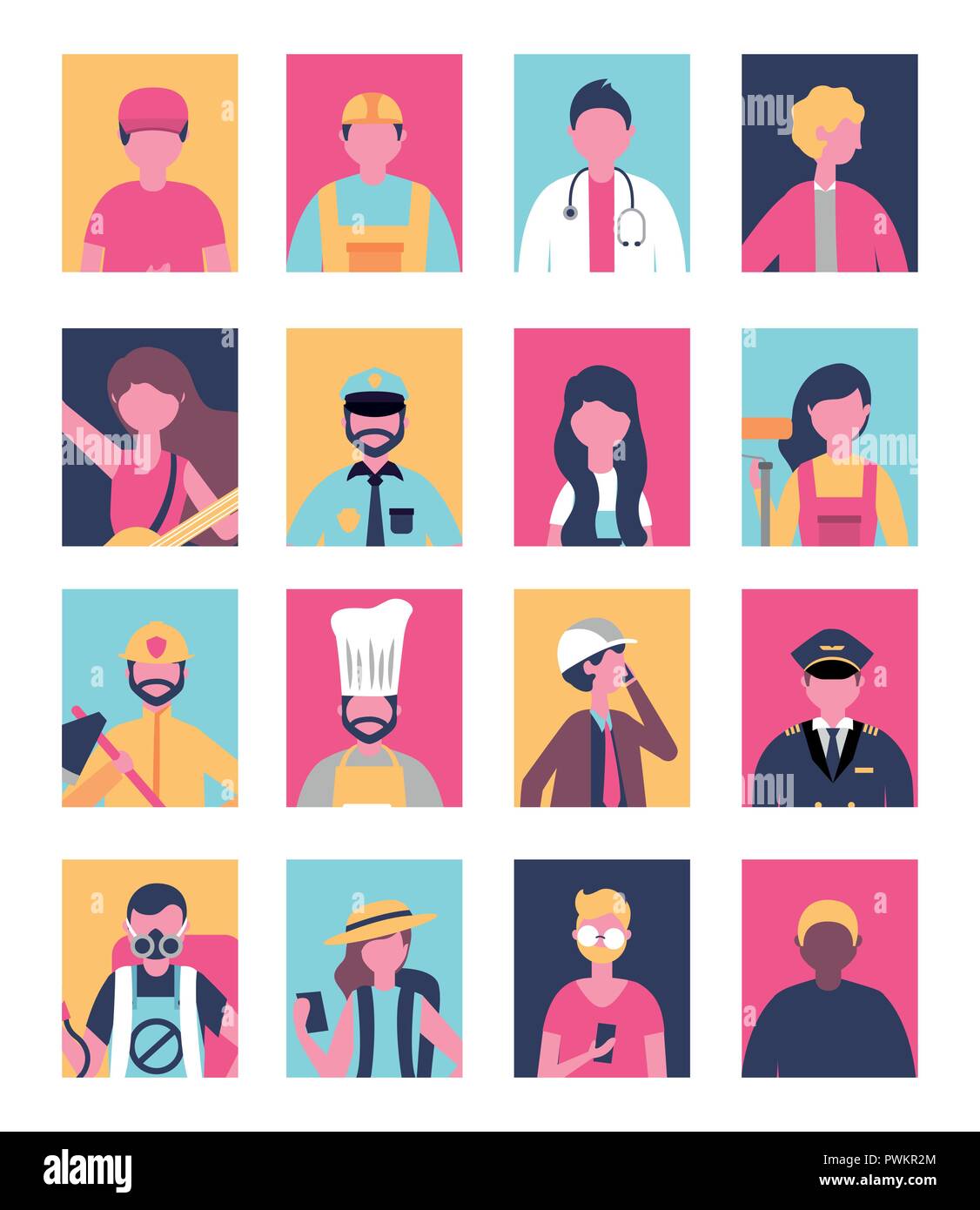 professional people work jobs occupations vector illustration Stock