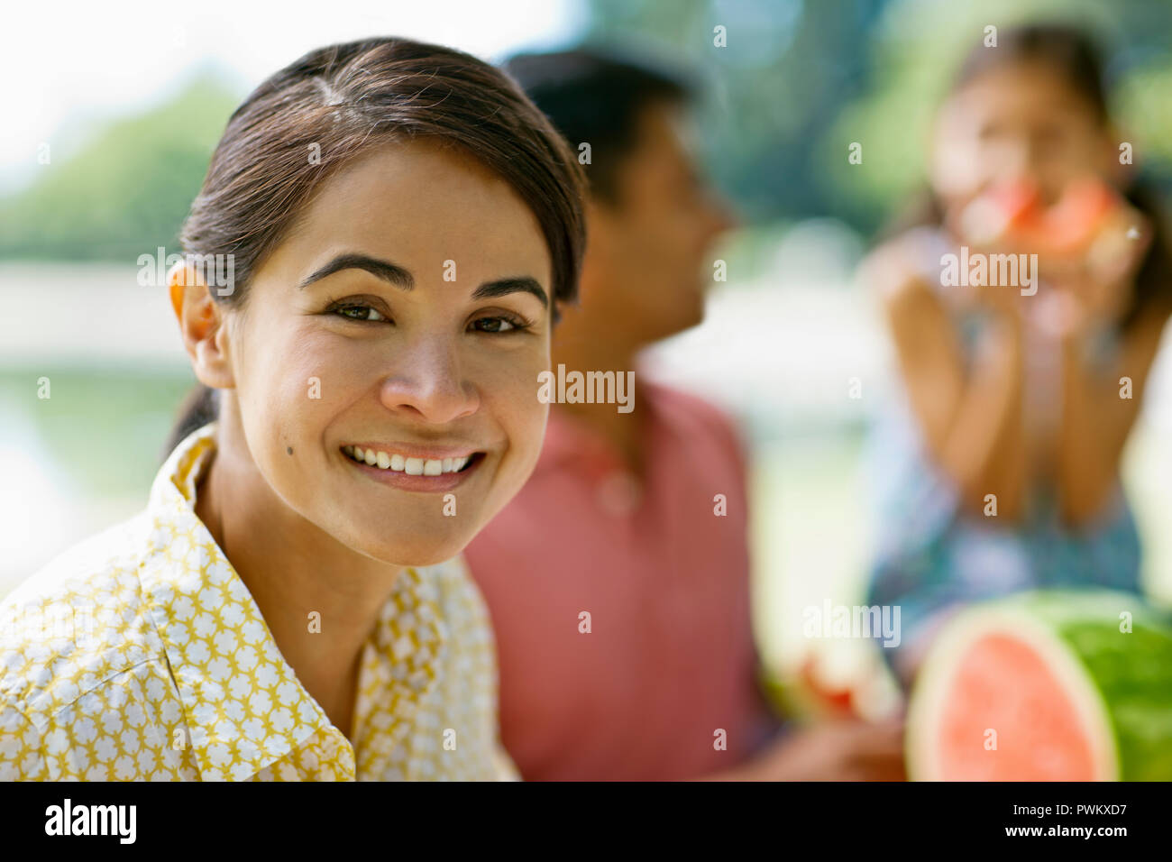 Portrait of a smiling young woman. Stock Photo