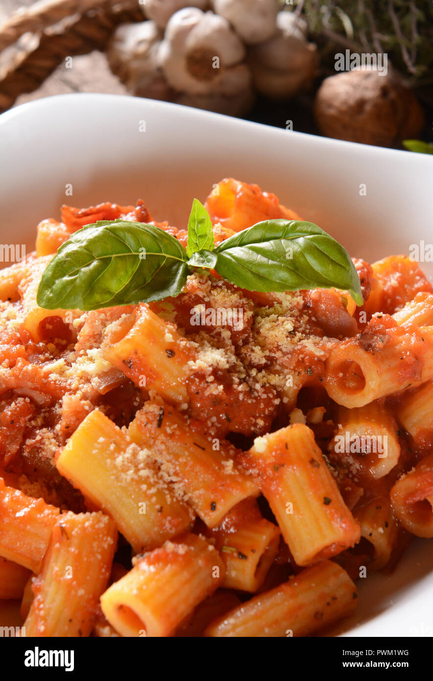 Penne pasta in tomato sauce Stock Photo - Alamy
