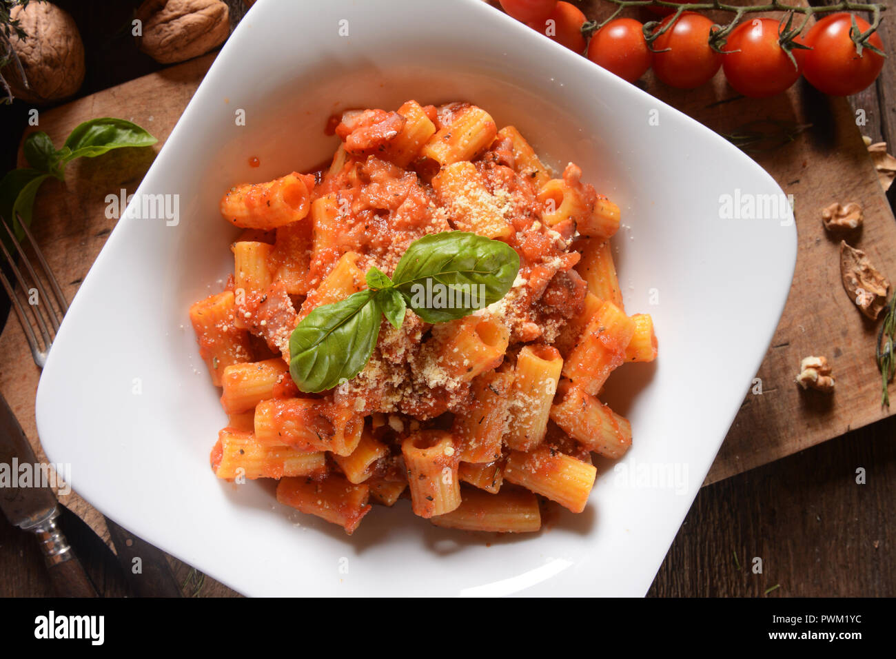 Penne pasta in tomato sauce Stock Photo - Alamy