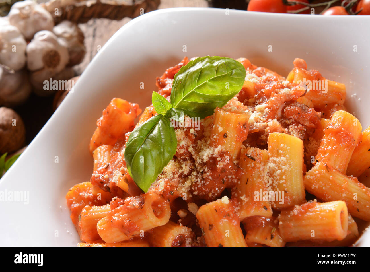 Penne pasta in tomato sauce Stock Photo - Alamy