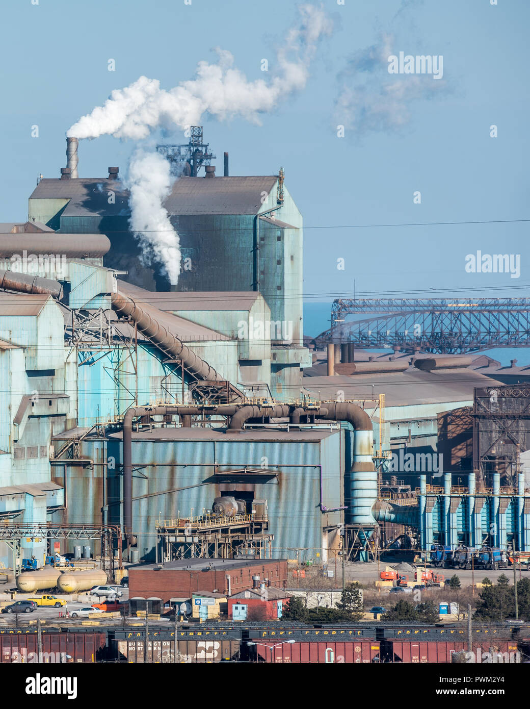 Aerial view of steel mills in Gary Stock Photo