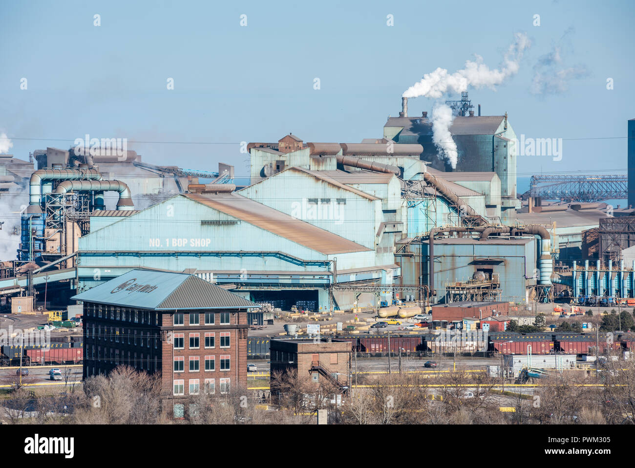 Aerial view of steel mills in Gary Stock Photo