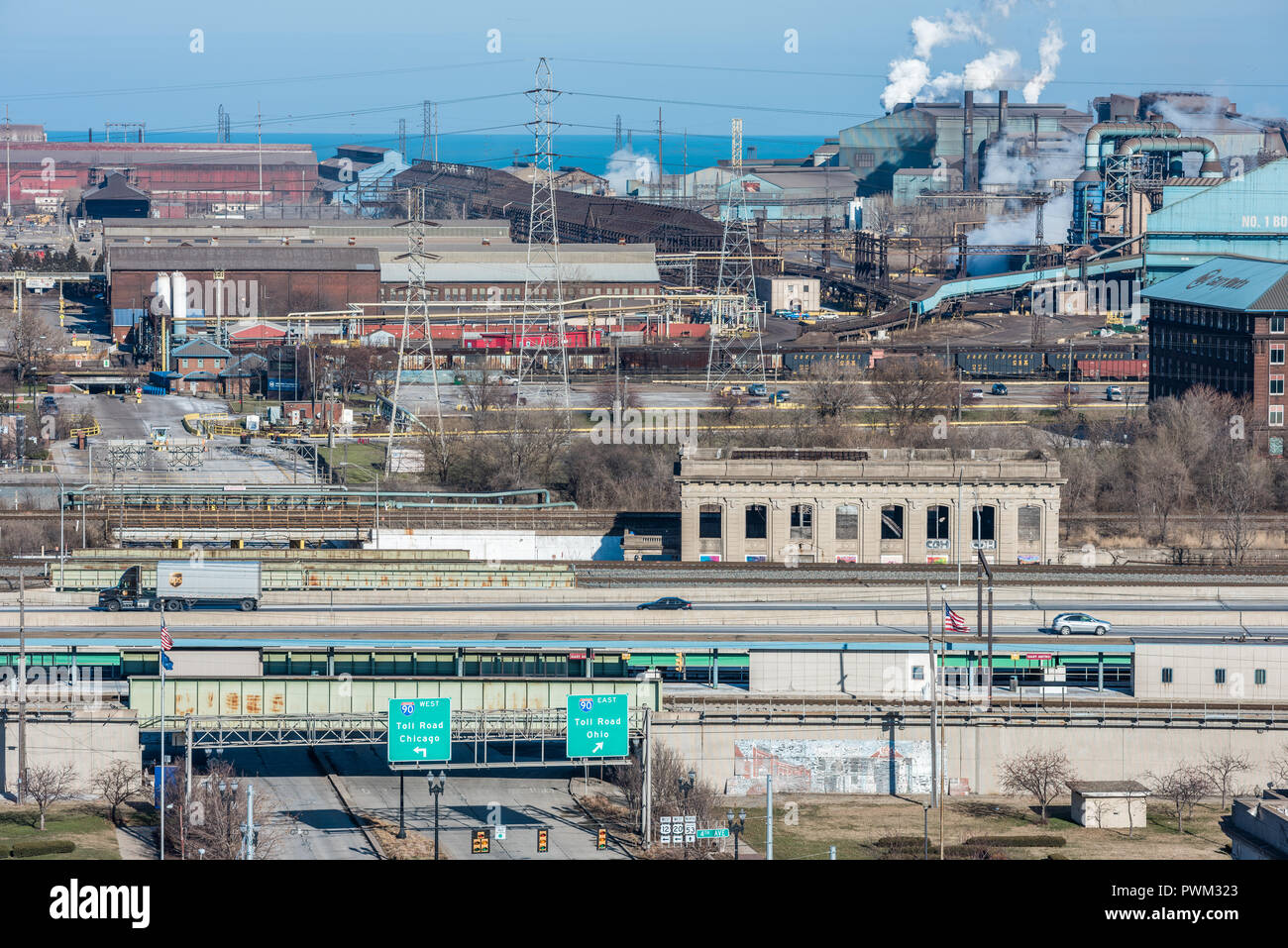 Aerial view of steel mills in Gary Stock Photo