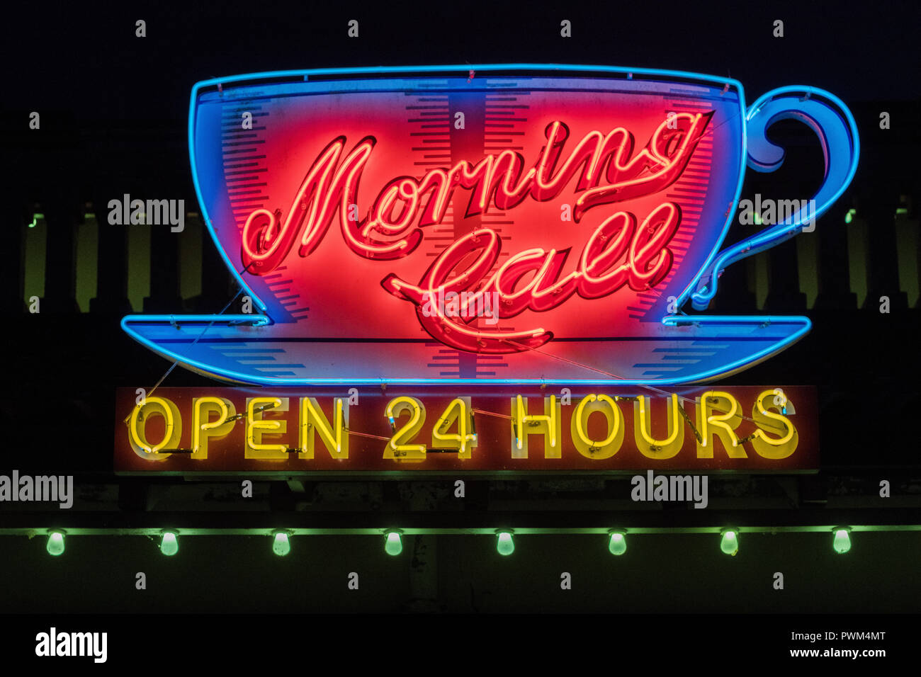 Neon sign for Morning Call cafe Stock Photo