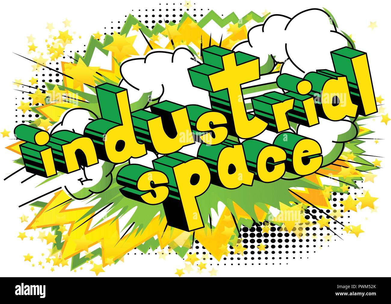 Industrial space - Vector illustrated comic book style phrase. Stock Vector