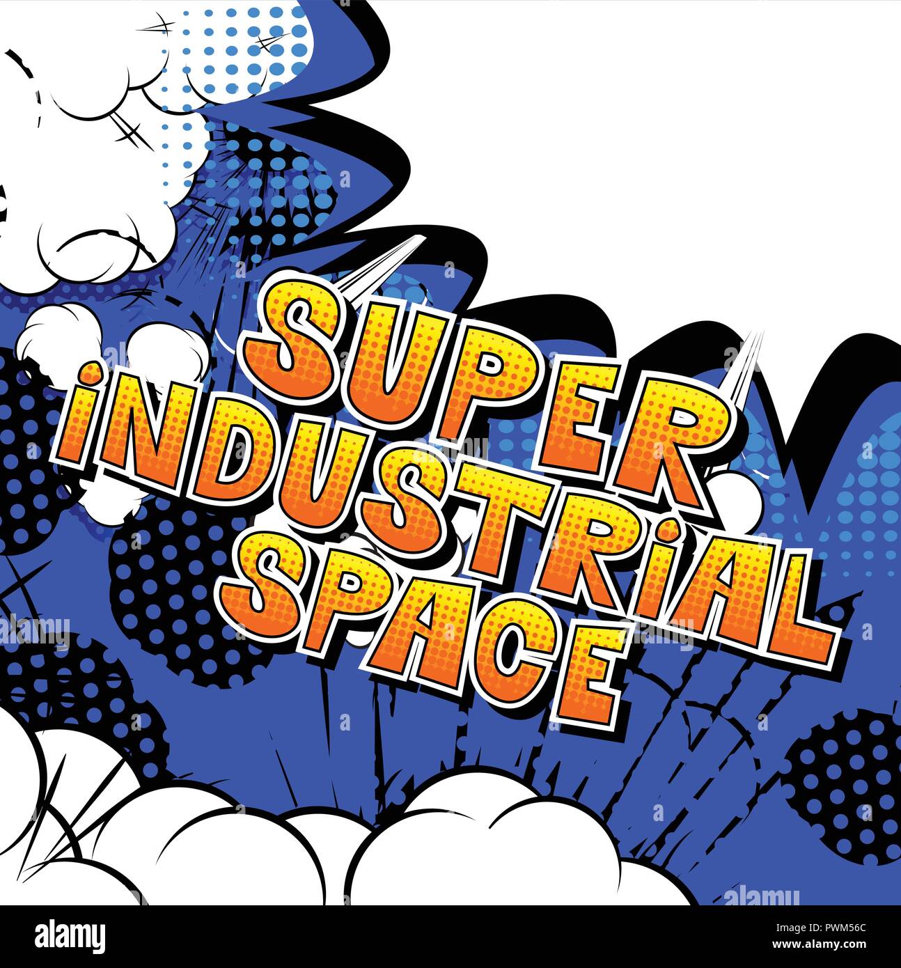 Super Industrial space - Vector illustrated comic book style phrase. Stock Vector