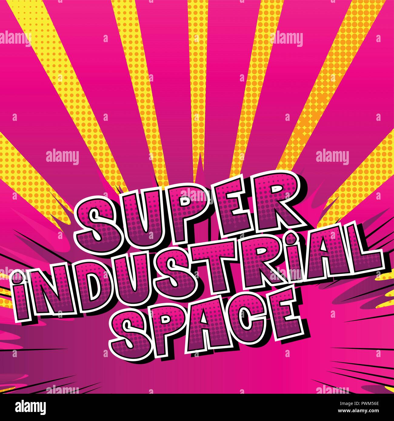 Super Industrial space - Vector illustrated comic book style phrase. Stock Vector