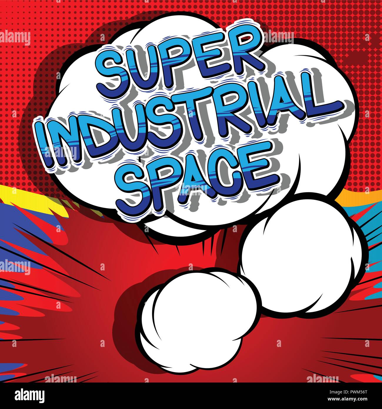 Super Industrial space - Vector illustrated comic book style phrase. Stock Vector