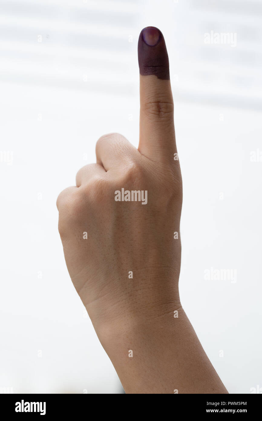 A finger mark with indelible ink at a polling station in Malaysia Stock  Photo - Alamy