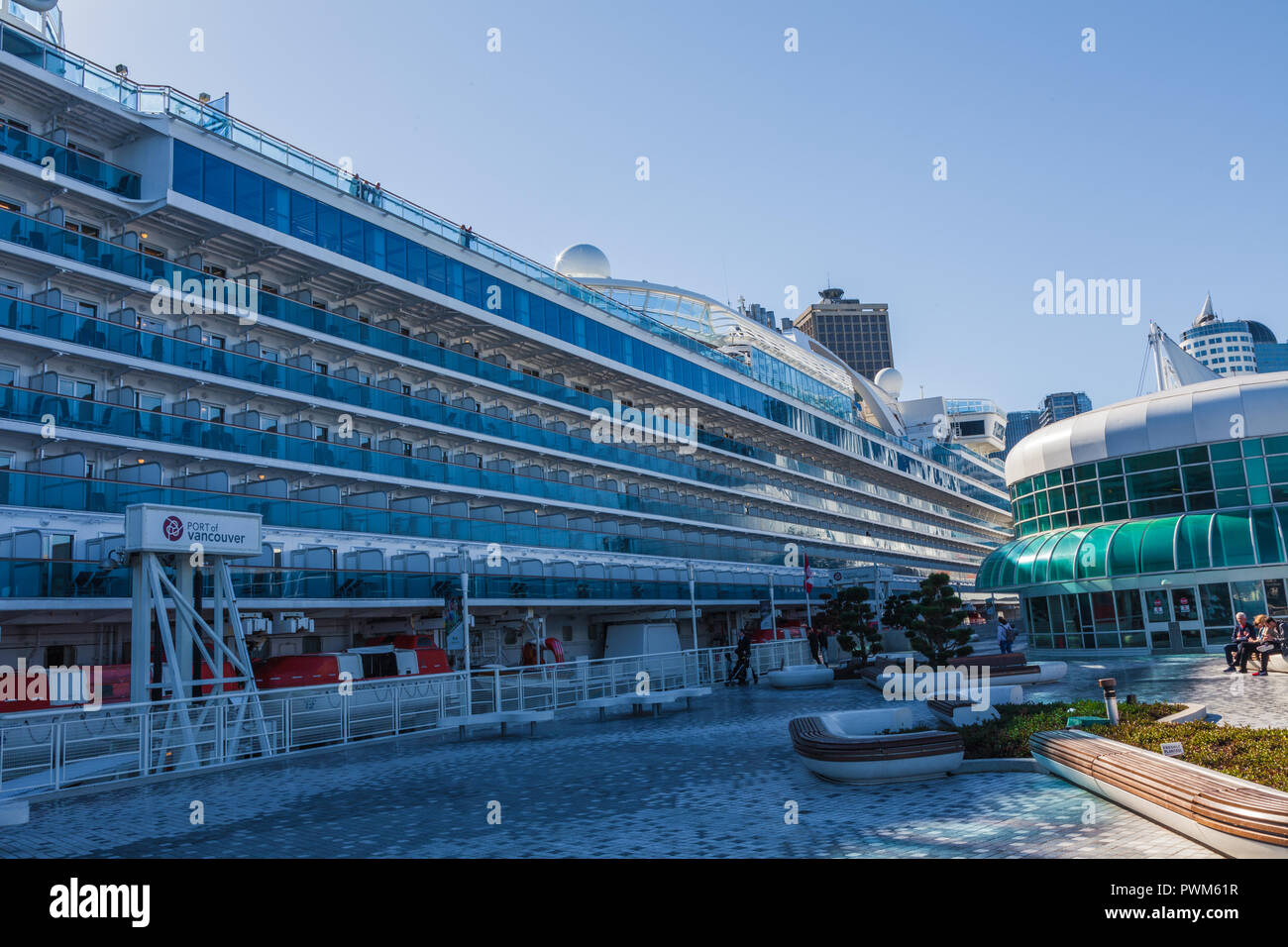 Side Elevation Of A Cruise Ship In The Port Of Vancouver British Columbia Stock Photo Alamy