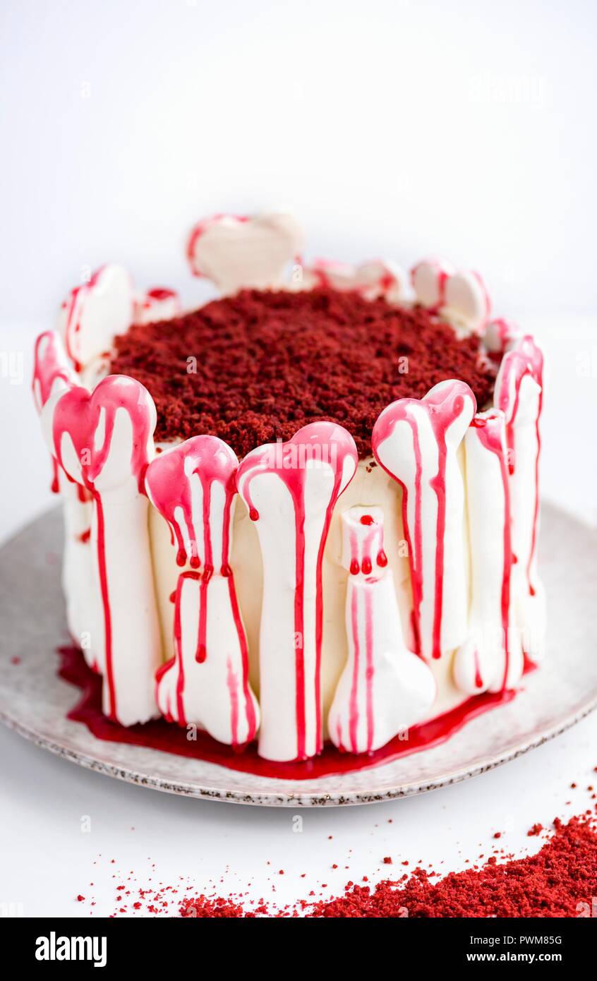 Red Velvet Cake for Halloween Stock Photo Alamy