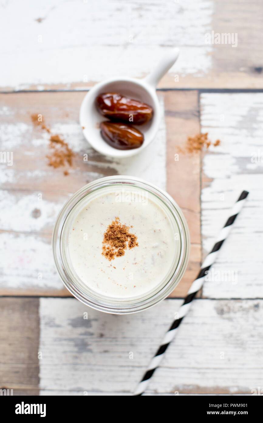 Cashew milk with dates Stock Photo Alamy
