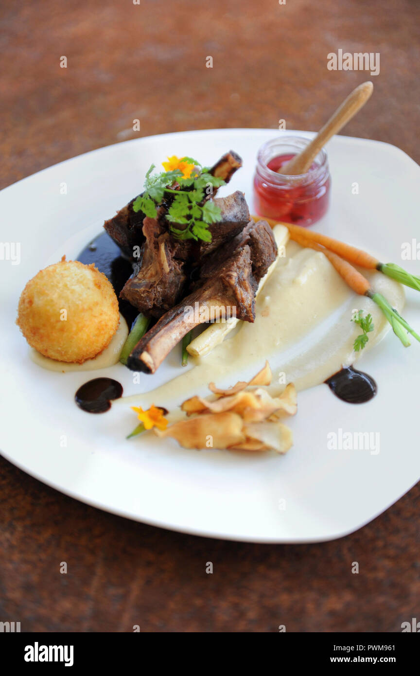 Lamb chops with various sides Stock Photo - Alamy