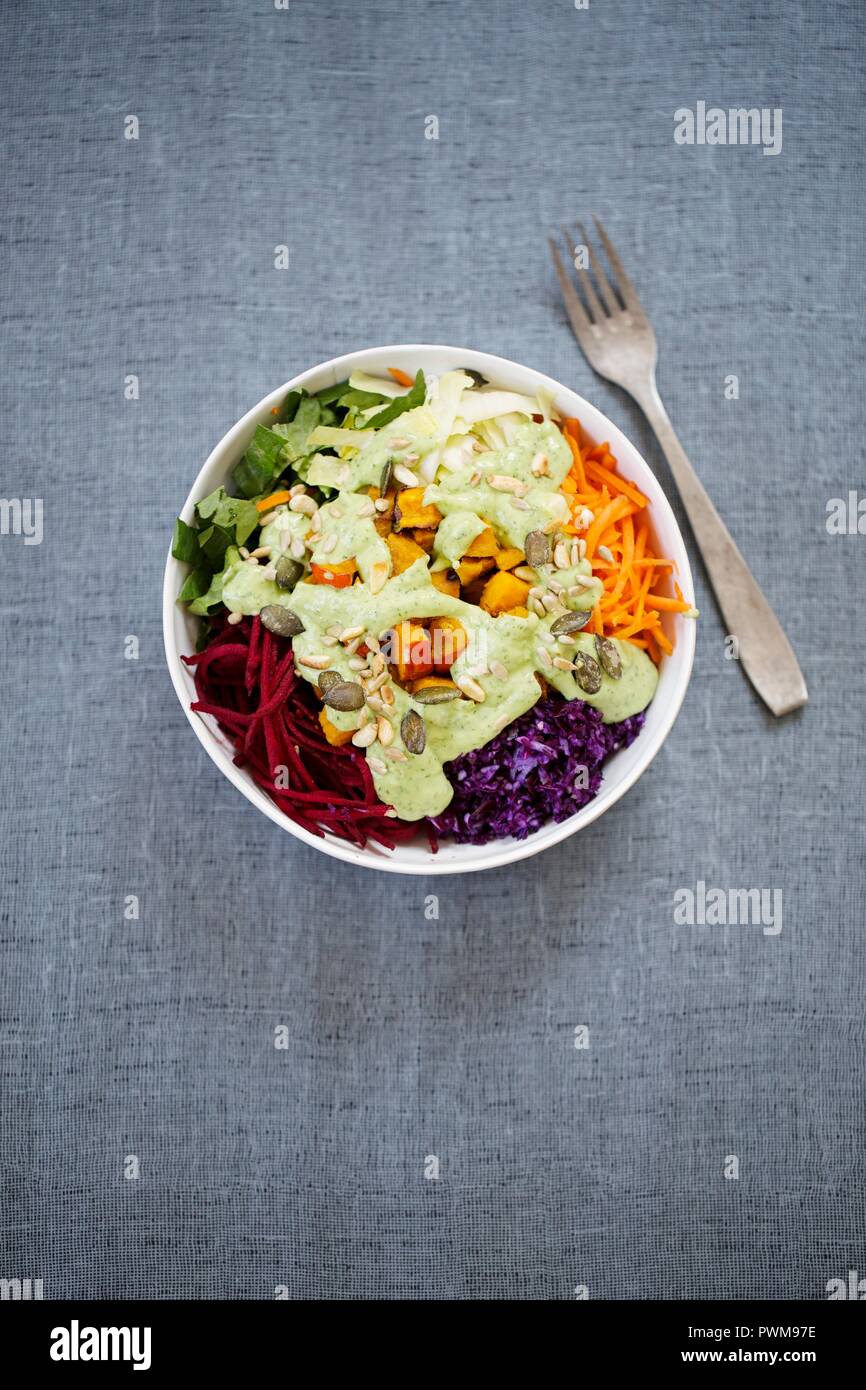 Mixed vegetable salad with herb dressing Stock Photo Alamy