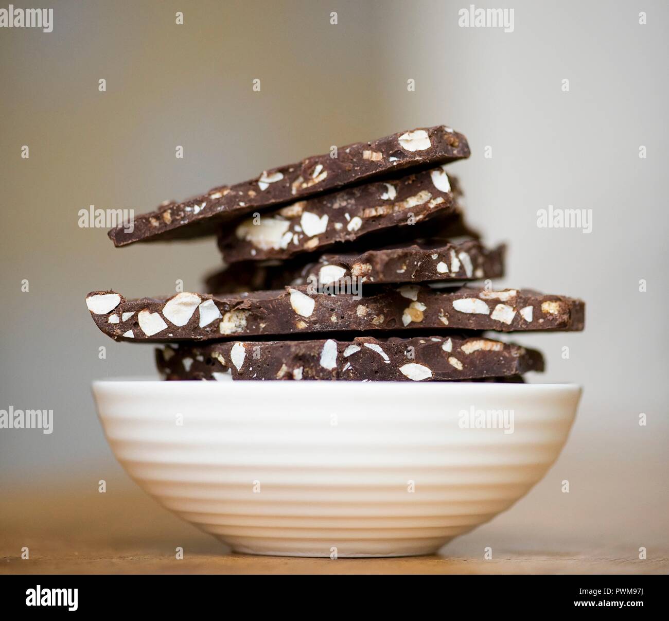 Chocolate nut brittle, stacked Stock Photo Alamy