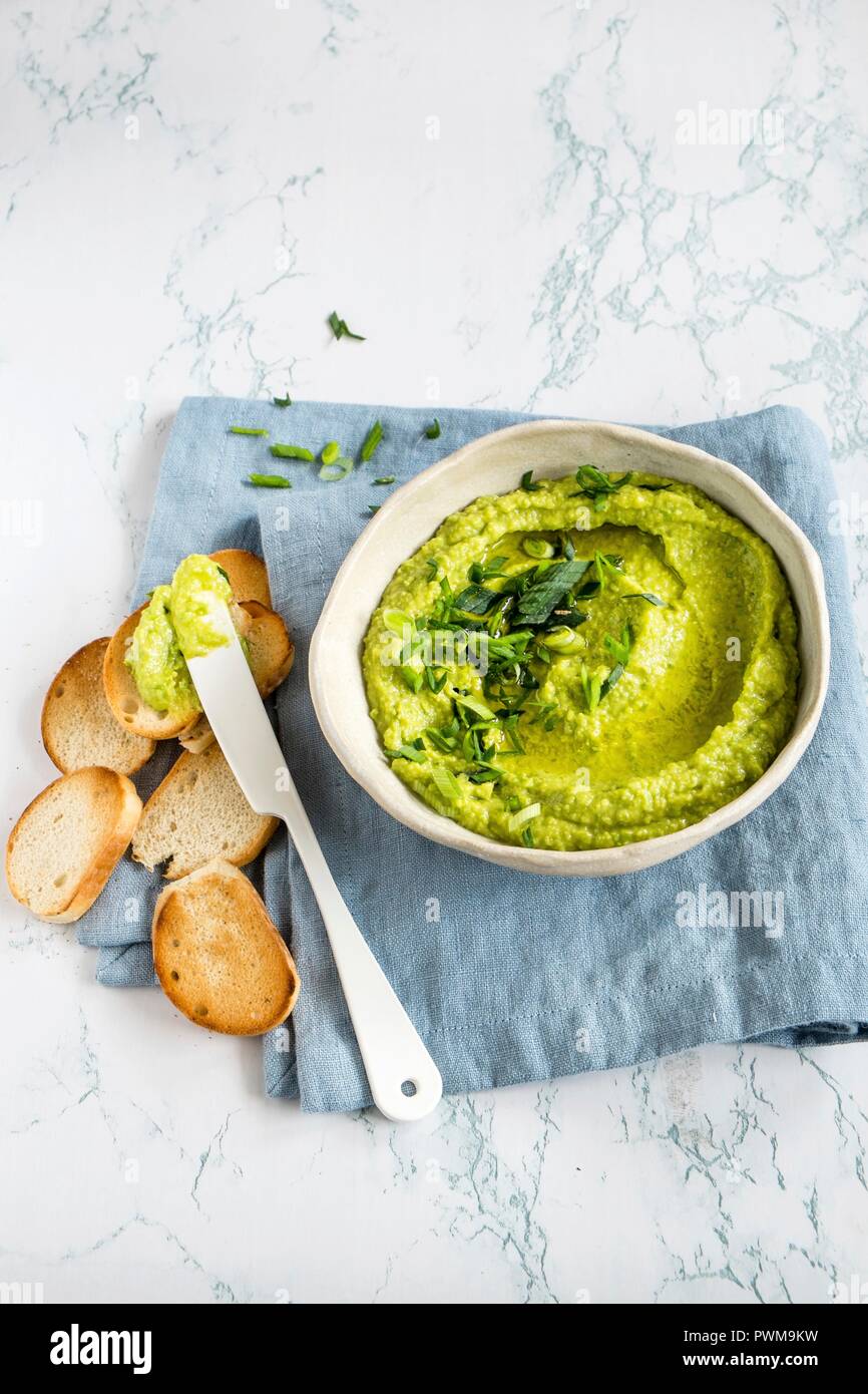 Roasted green asparagus hummus Stock Photo Alamy