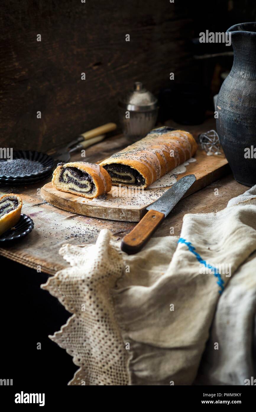 Yeast and poppy seed roll Stock Photo Alamy