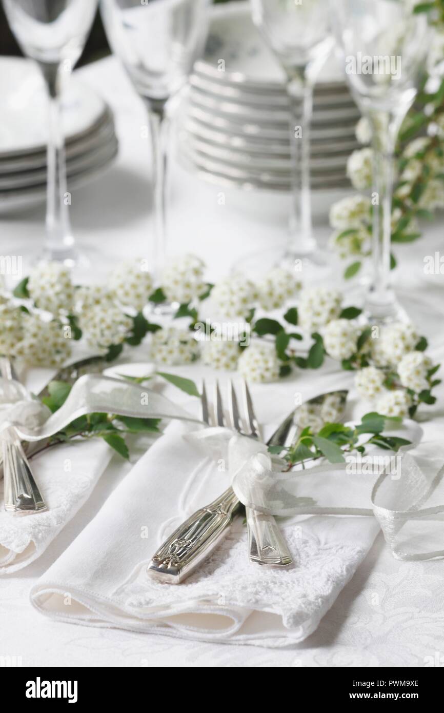 Flatware Setting on Wedding Table Stock Photo Alamy