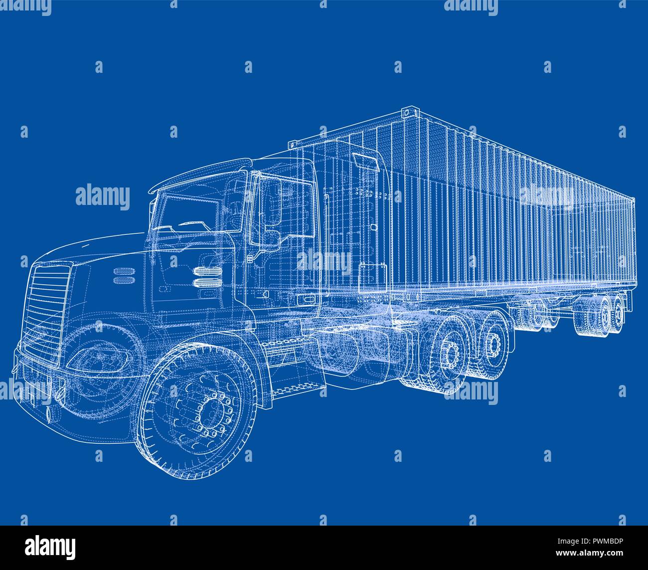 Truck with semitrailer. Vector Stock Vector