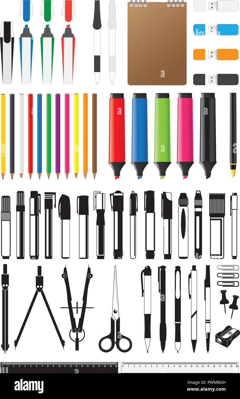 stationery collection vector illustration Stock Vector
