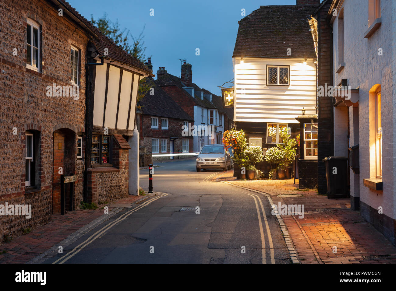 Evening in Alfriston village, East Sussex, England. Stock Photo