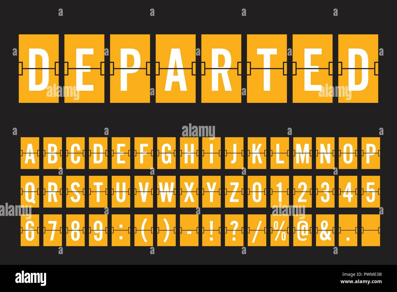 Airport Mechanical Flip Board Panel Font - White Font on Yellow ...