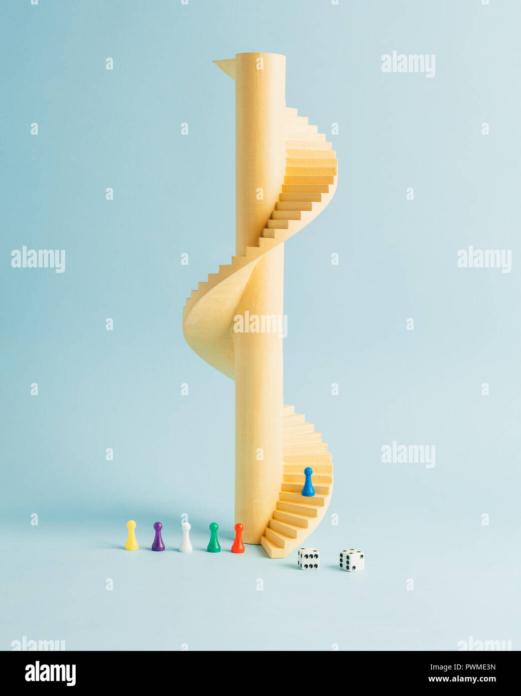 A spiral staircase tower leads to nothing Stock Photo