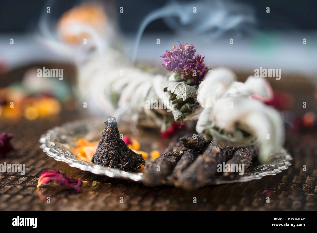 Homemade incense sticks, cones, and herbs for smoking Stock Photo Alamy