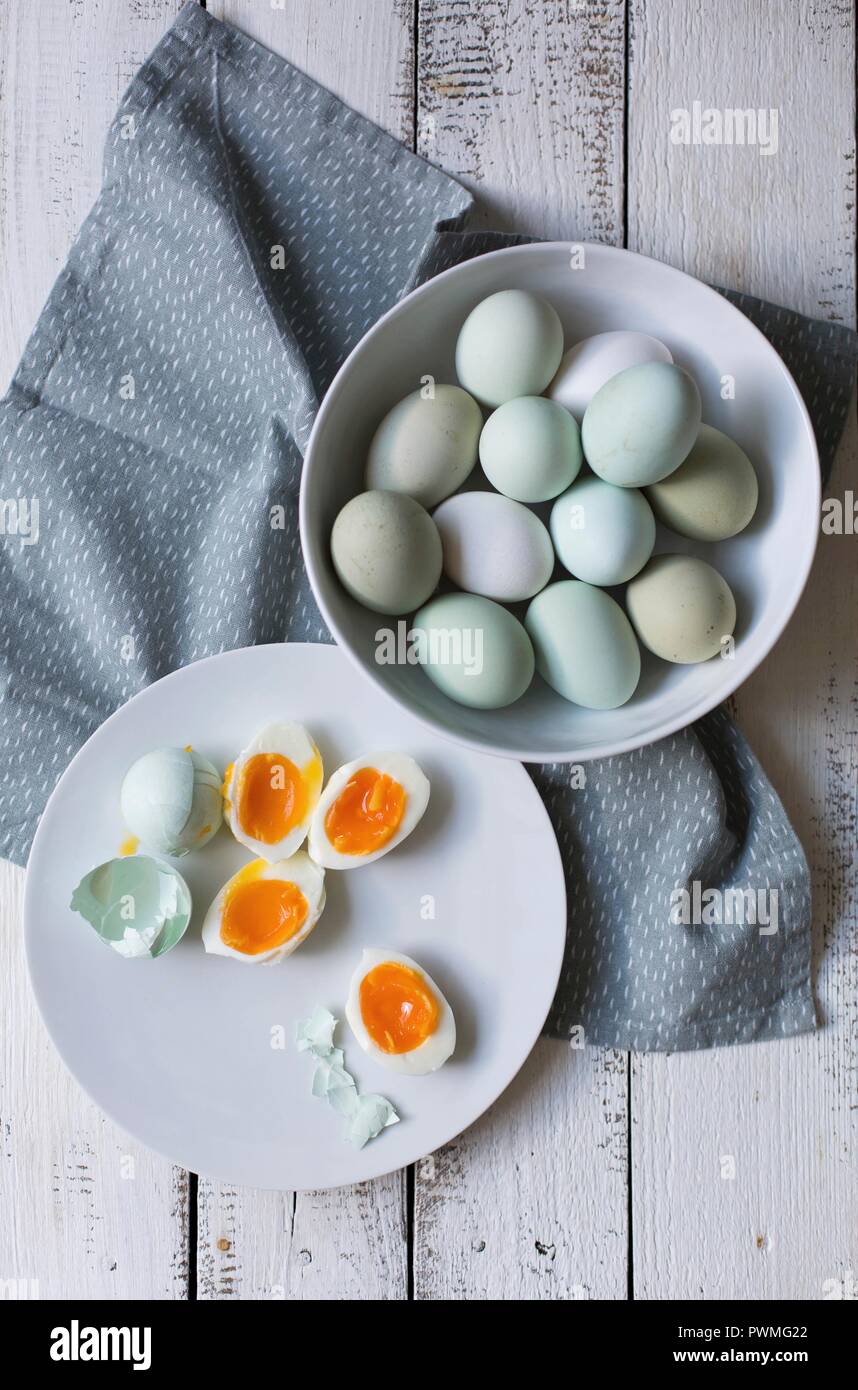 Eggs, partially cooked Stock Photo Alamy