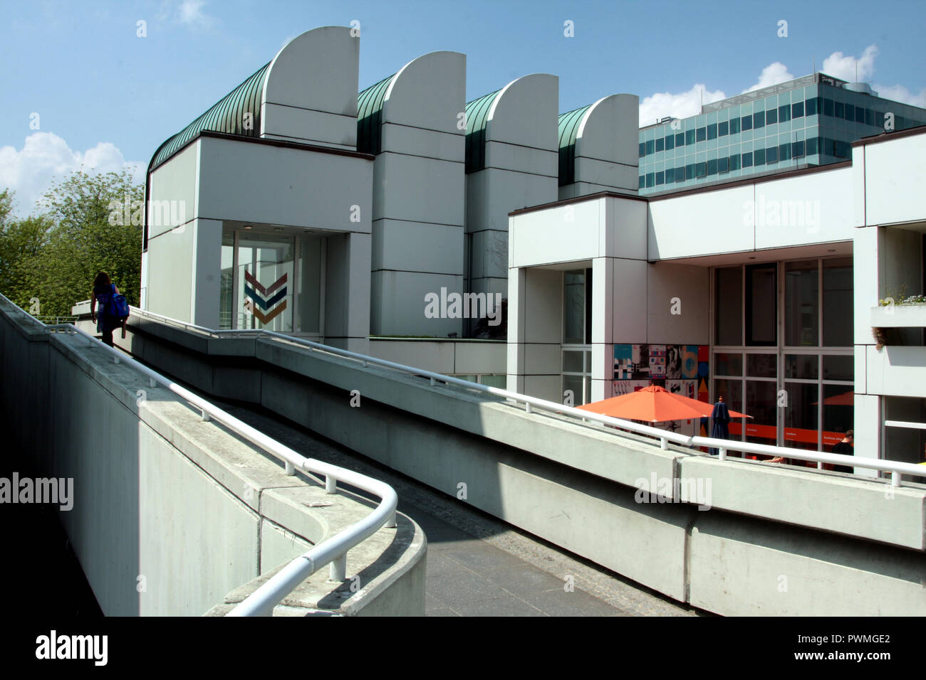 Part of the exterior to the Bauhaus-Archiv which is a museum dedicated to the Bauhaus movement of art, culture, ideas, design and thoughts that shaped Berlin and the wider world in the 20th century. Stock Photo