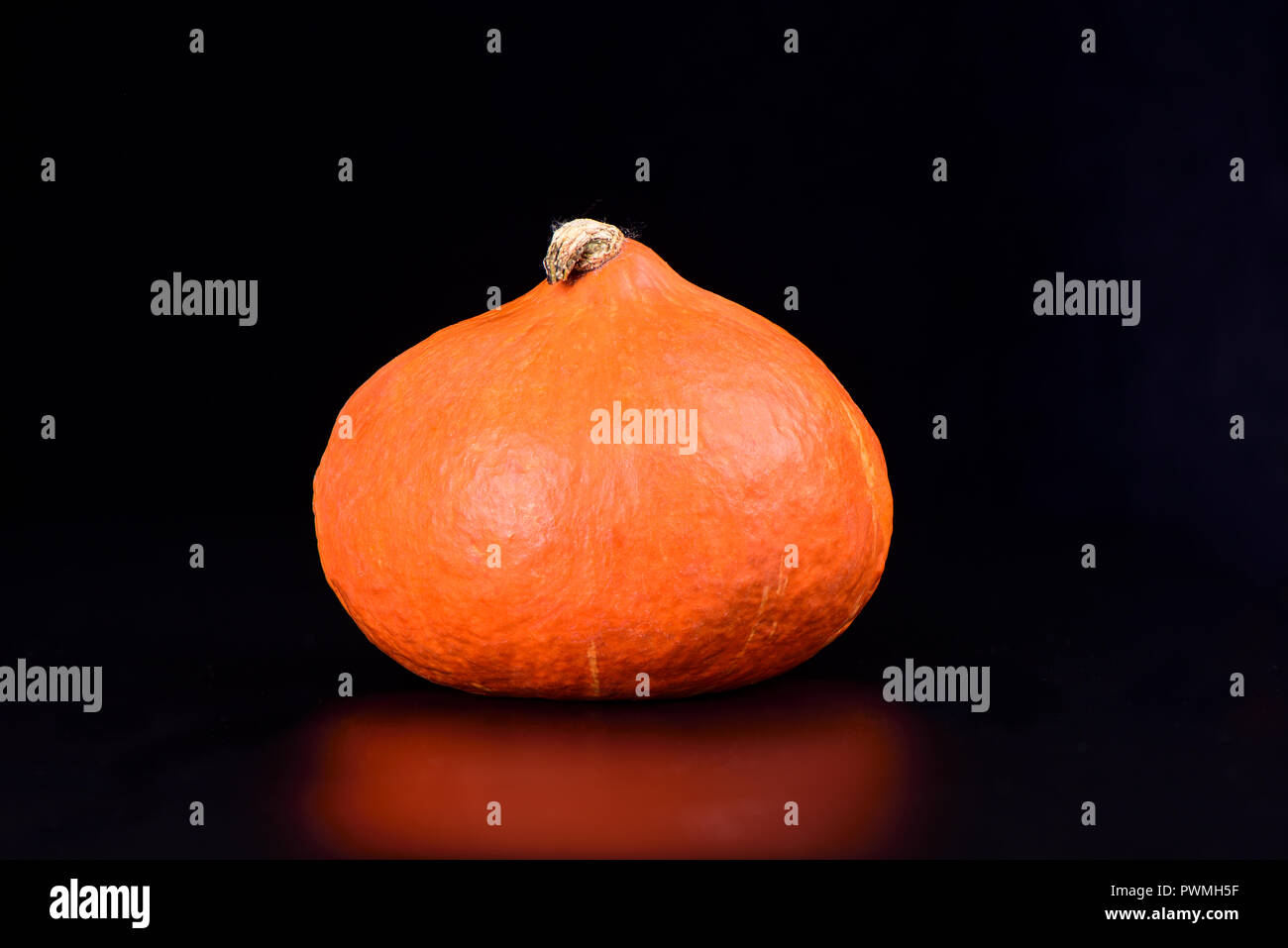 Autumn pumpkin on a black background with reflection Stock Photo - Alamy